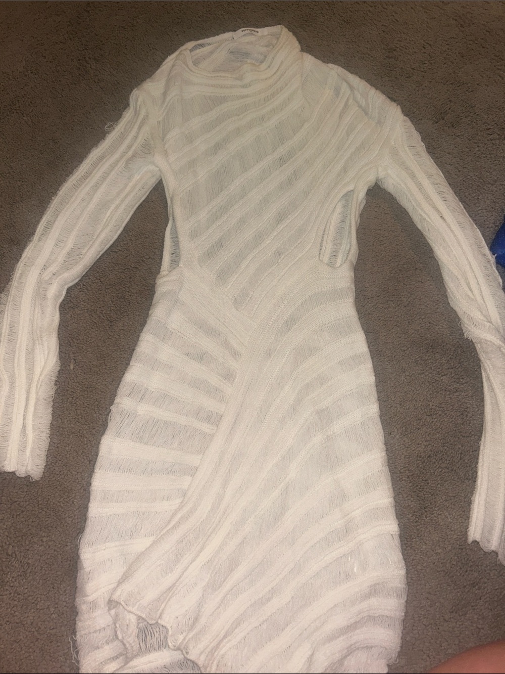 Peppermayo Sheer White Long-Sleeve Knit Dress